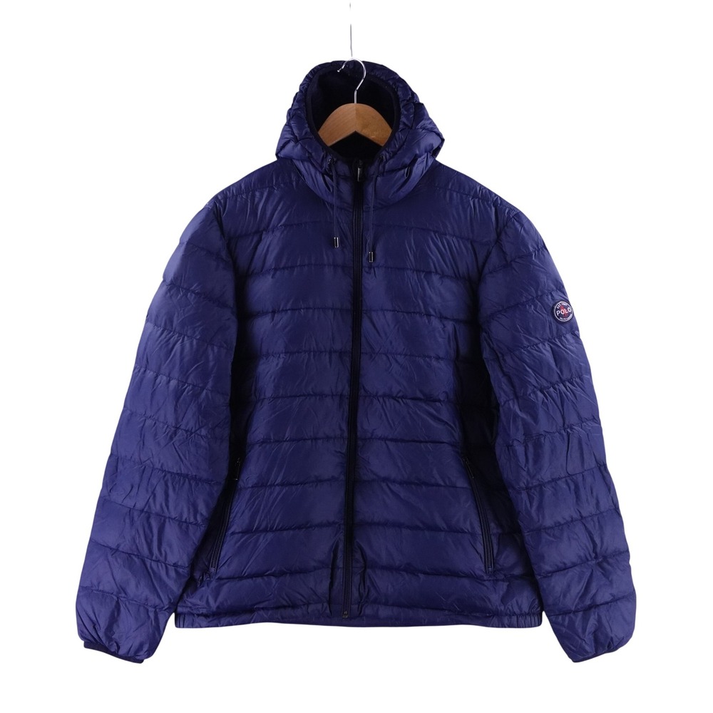 Polo Ralph Lauren Mens XL Navy Blue Duck Down Fill Hooded Puffer Jacket